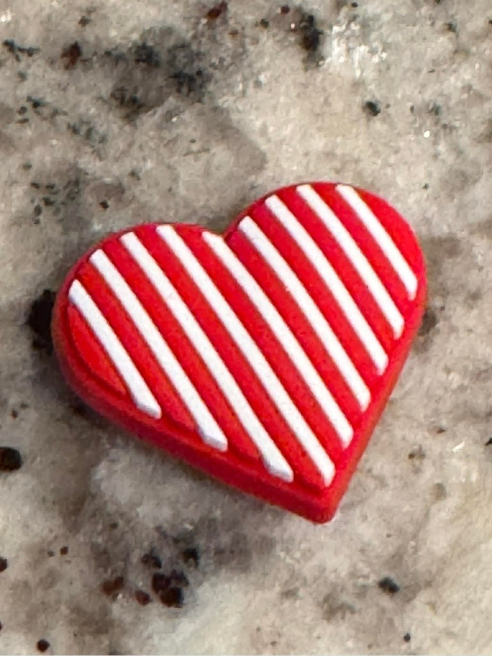 CROCS Heart Jibbitz Charm in Red with White Stripes